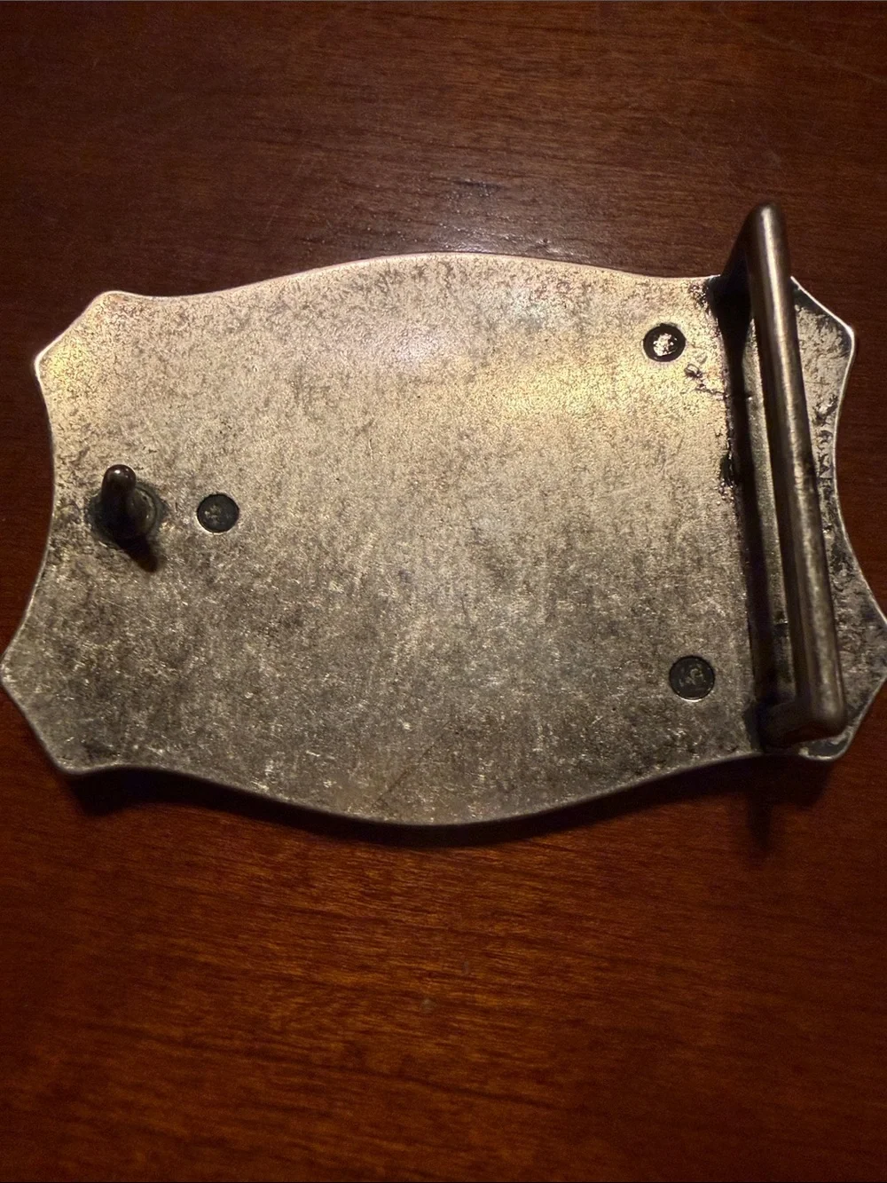 Western Saddle Embossed Metal Belt Buckle - Silver Tone